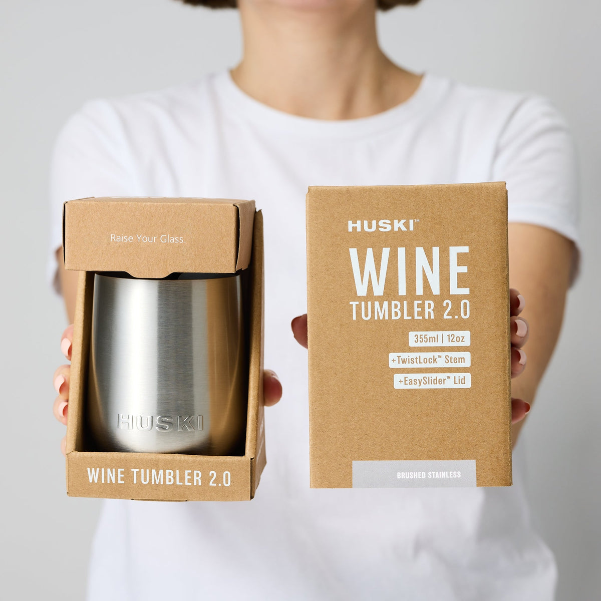 Huski Wine Tumbler 2.0 in use