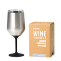 Huski Wine Tumbler 2.0 in Brushed Stainless with packaging